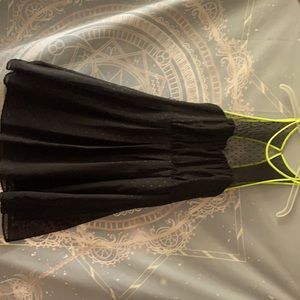 Black poke a dot dress with yellow accent